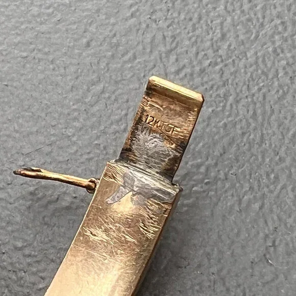 Art Deco Gold Filled Brushed gold filled Cultured pearl Bangle Bracelet . Winar - Picture 8 of 10